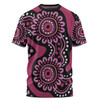 Australia Dot Painting Inspired Aboriginal T-shirt - Pink Flowers Aboriginal Dot Art T-shirt