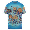 Australia Dot Painting Inspired Aboriginal T-shirt - Jellyfish Art In Aboriginal Dot Style T-shirt