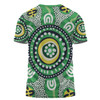 Australia Dot Painting Inspired Aboriginal T-shirt - Green Aboriginal Inspired Dot Art T-shirt