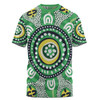Australia Dot Painting Inspired Aboriginal T-shirt - Green Aboriginal Inspired Dot Art T-shirt