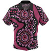 Australia Dot Painting Inspired Aboriginal Hawaiian Shirt - Pink Flowers Aboriginal Dot Art Hawaiian Shirt