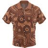 Australia Dot Painting Inspired Aboriginal Hawaiian Shirt - Brown Aboriginal Australian Art With Boomerang Hawaiian Shirt