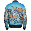 Australia Dot Painting Inspired Aboriginal Bomber Jacket - Jellyfish Art In Aboriginal Dot Style Bomber Jacket