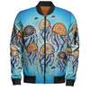 Australia Dot Painting Inspired Aboriginal Bomber Jacket - Jellyfish Art In Aboriginal Dot Style Bomber Jacket