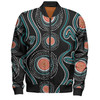 Australia Dot Painting Inspired Aboriginal Bomber Jacket - Aboriginal Green Dot Patterns Art Painting Bomber Jacket