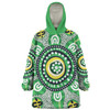Australia Dot Painting Inspired Aboriginal Snug Hoodie - Green Aboriginal Inspired Dot Art Snug Hoodie