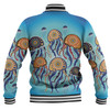 Australia Dot Painting Inspired Aboriginal Baseball Jacket - Jellyfish Art In Aboriginal Dot Style Baseball Jacket