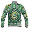 Australia Dot Painting Inspired Aboriginal Baseball Jacket - Green Aboriginal Inspired Dot Art Baseball Jacket