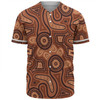 Australia Dot Painting Inspired Aboriginal Baseball Shirt - Brown Aboriginal Australian Art With Boomerang Baseball Shirt