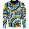 Australia Dot Painting Inspired Aboriginal Sweatshirt - Blue Aboriginal Style Dot Art Sweatshirt
