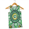 Australia Dot Painting Inspired Aboriginal Men Singlet - Green Aboriginal Inspired Dot Art Men Singlet