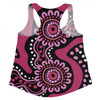 Australia Dot Painting Inspired Aboriginal Women Racerback Singlet - Pink Flowers Aboriginal Dot Art Women Racerback Singlet