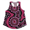 Australia Dot Painting Inspired Aboriginal Women Racerback Singlet - Pink Flowers Aboriginal Dot Art Women Racerback Singlet