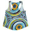 Australia Dot Painting Inspired Aboriginal Women Racerback Singlet - Blue Aboriginal Style Dot Art Women Racerback Singlet