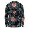 Australia Dot Painting Inspired Aboriginal Long Sleeve T-shirt - Aboriginal Green Dot Patterns Art Painting Long Sleeve T-shirt
