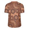 Australia Dot Painting Inspired Aboriginal Rugby Jersey - Brown Aboriginal Australian Art With Boomerang Rugby Jersey