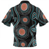 Australia Dot Painting Inspired Aboriginal Zip Polo Shirt - Aboriginal Green Dot Patterns Art Painting Zip Polo Shirt