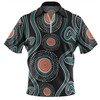 Australia Dot Painting Inspired Aboriginal Zip Polo Shirt - Aboriginal Green Dot Patterns Art Painting Zip Polo Shirt