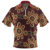 Australia Dot Painting Inspired Aboriginal Zip Polo Shirt - Aboriginal Dot Pattern Painting Art Zip Polo Shirt