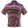 Australia Dot Painting Inspired Aboriginal Zip Polo Shirt - Aboriginal Color Dot Inspired Zip Polo Shirt