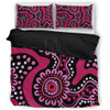 Australia Dot Painting Inspired Aboriginal Bedding Set - Pink Flowers Aboriginal Dot Art Bedding Set