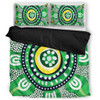Australia Dot Painting Inspired Aboriginal Bedding Set - Green Aboriginal Inspired Dot Art Bedding Set