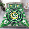 Australia Dot Painting Inspired Aboriginal Bedding Set - Green Aboriginal Inspired Dot Art Bedding Set