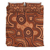 Australia Dot Painting Inspired Aboriginal Bedding Set - Brown Aboriginal Australian Art With Boomerang Bedding Set