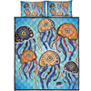 Australia Dot Painting Inspired Aboriginal Quilt Bed Set - Jellyfish Art In Aboriginal Dot Style Quilt Bed Set