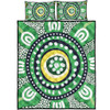 Australia Dot Painting Inspired Aboriginal Quilt Bed Set - Green Aboriginal Inspired Dot Art Quilt Bed Set