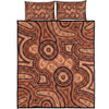 Australia Dot Painting Inspired Aboriginal Quilt Bed Set - Brown Aboriginal Australian Art With Boomerang Quilt Bed Set