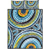 Australia Dot Painting Inspired Aboriginal Quilt Bed Set - Blue Aboriginal Style Dot Art Quilt Bed Set