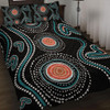 Australia Dot Painting Inspired Aboriginal Quilt Bed Set - Aboriginal Green Dot Patterns Art Painting Quilt Bed Set