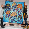 Australia Dot Painting Inspired Aboriginal Quilt - Jellyfish Art In Aboriginal Dot Style Quilt