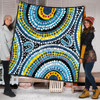 Australia Dot Painting Inspired Aboriginal Quilt - Blue Aboriginal Style Dot Art Quilt