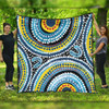 Australia Dot Painting Inspired Aboriginal Quilt - Blue Aboriginal Style Dot Art Quilt