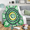 Australia Dot Painting Inspired Aboriginal Blanket - Green Aboriginal Inspired Dot Art Blanket