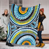 Australia Dot Painting Inspired Aboriginal Blanket - Blue Aboriginal Style Dot Art Blanket