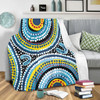 Australia Dot Painting Inspired Aboriginal Blanket - Blue Aboriginal Style Dot Art Blanket