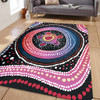 Australia Dot Painting Inspired Aboriginal Area Rug - Turtles With Dot In Aboriginal Area Rug