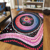 Australia Dot Painting Inspired Aboriginal Area Rug - Turtles With Dot In Aboriginal Area Rug