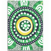 Australia Dot Painting Inspired Aboriginal Area Rug - Green Aboriginal Inspired Dot Art Area Rug