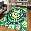 Australia Dot Painting Inspired Aboriginal Area Rug - Green Aboriginal Inspired Dot Art Area Rug