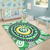 Australia Dot Painting Inspired Aboriginal Area Rug - Green Aboriginal Inspired Dot Art Area Rug