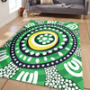 Australia Dot Painting Inspired Aboriginal Area Rug - Green Aboriginal Inspired Dot Art Area Rug