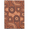 Australia Dot Painting Inspired Aboriginal Area Rug - Brown Aboriginal Australian Art With Boomerang Area Rug