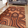 Australia Dot Painting Inspired Aboriginal Area Rug - Brown Aboriginal Australian Art With Boomerang Area Rug