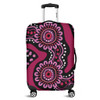 Australia Dot Painting Inspired Aboriginal Luggage Cover - Pink Flowers Aboriginal Dot Art Luggage Cover