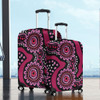 Australia Dot Painting Inspired Aboriginal Luggage Cover - Pink Flowers Aboriginal Dot Art Luggage Cover