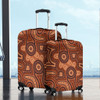 Australia Dot Painting Inspired Aboriginal Luggage Cover - Brown Aboriginal Australian Art With Boomerang Luggage Cover